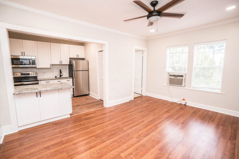 Bay View Flats interior apartment living area and kitchen