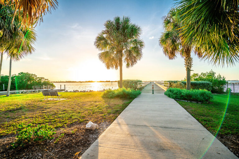 Sunset at docks in St. Petersburg