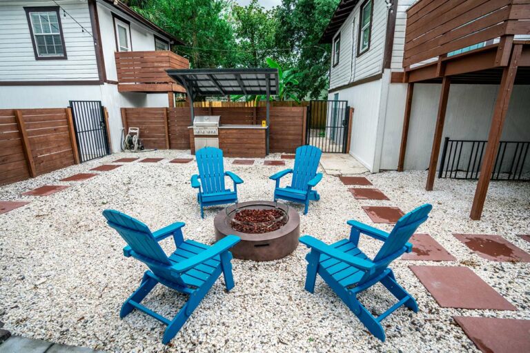 Mulholland Flats courtyard seating area with fire pit