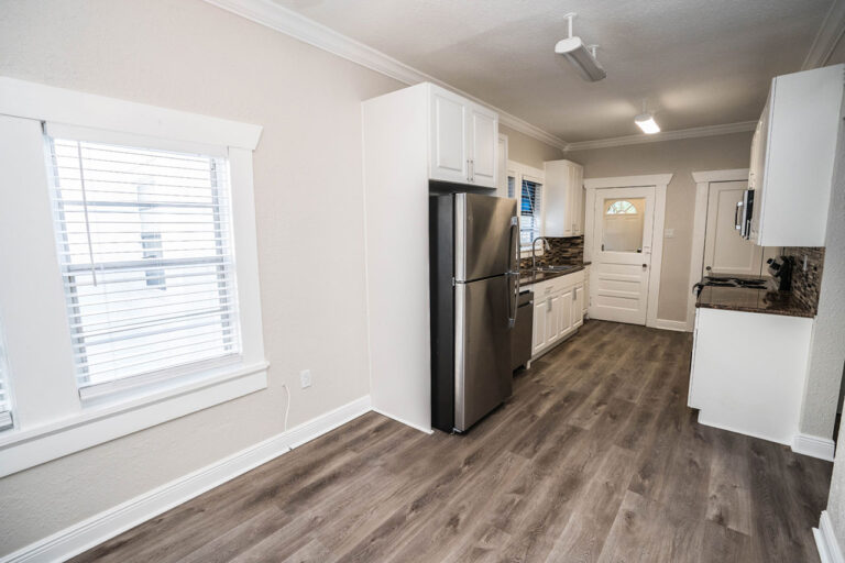 Mulholland Flats interior apartment living area and kitchen